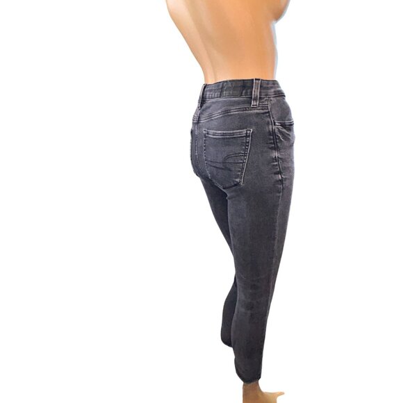American Eagle Womens Super High Rise Jegging Size 00 Short Washed Black - Picture 3 of 12